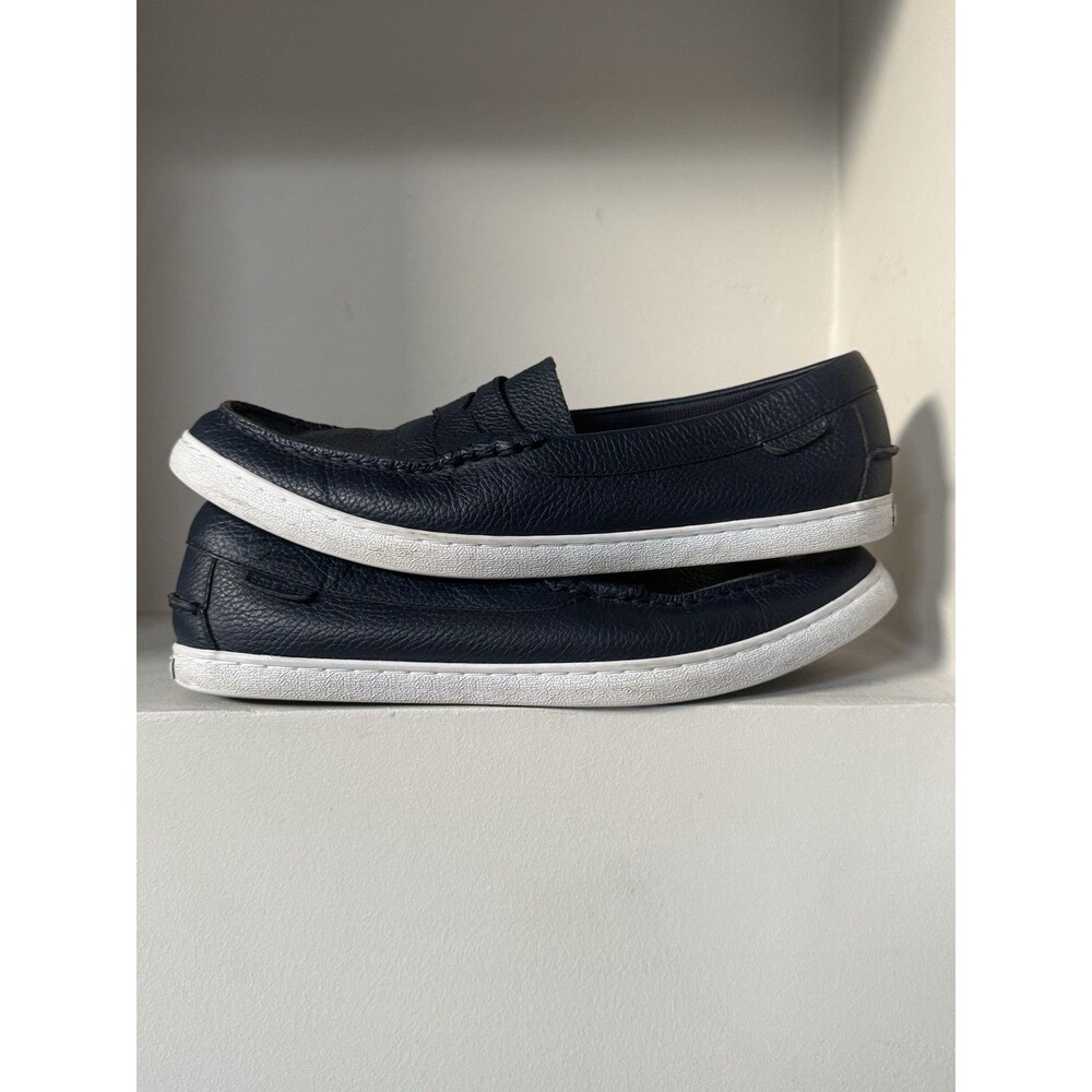 Cole Haan Maine Pinch Navy Blue Loafers with White Trim Size 12 Leather